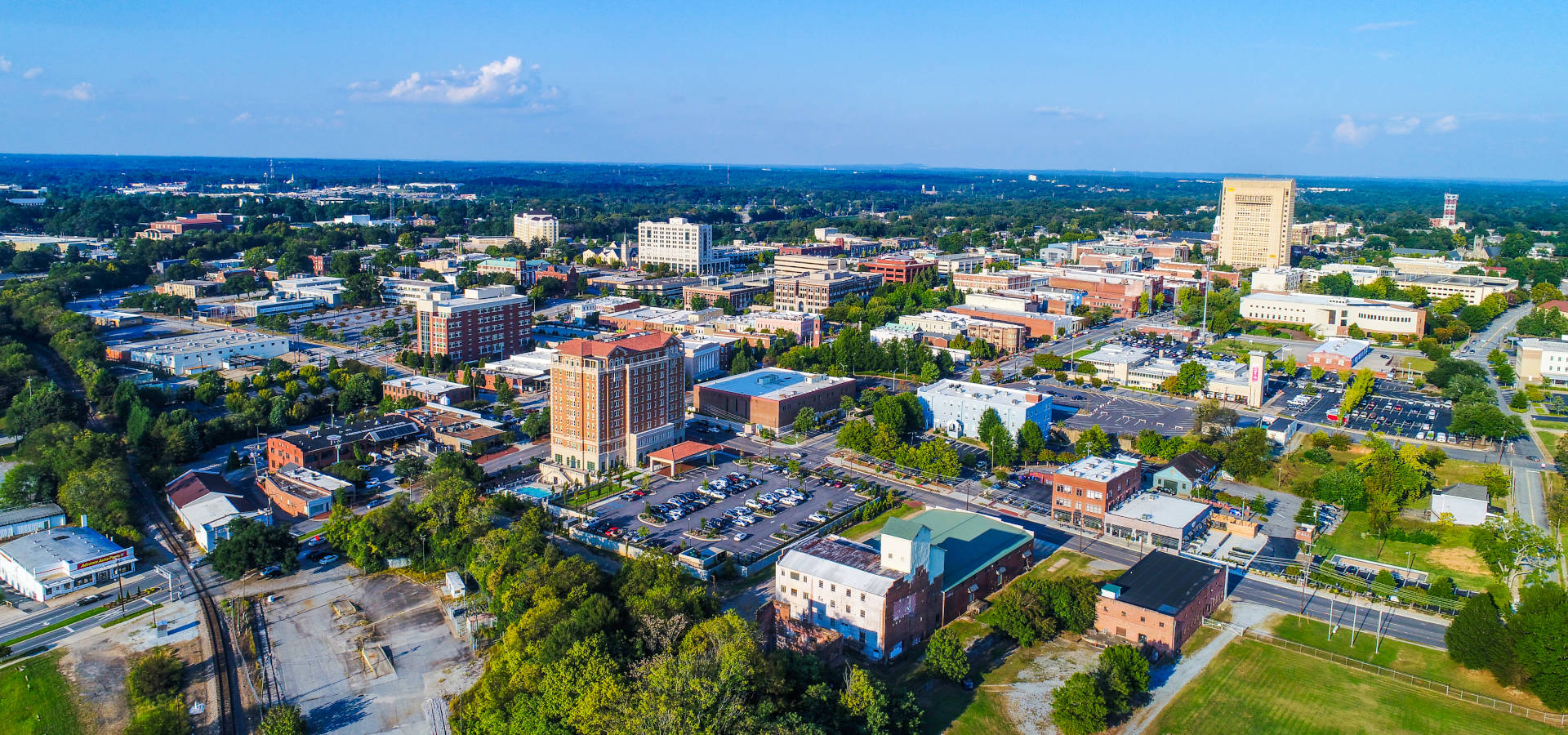 Drone aerial photo of the City of Spartanburg