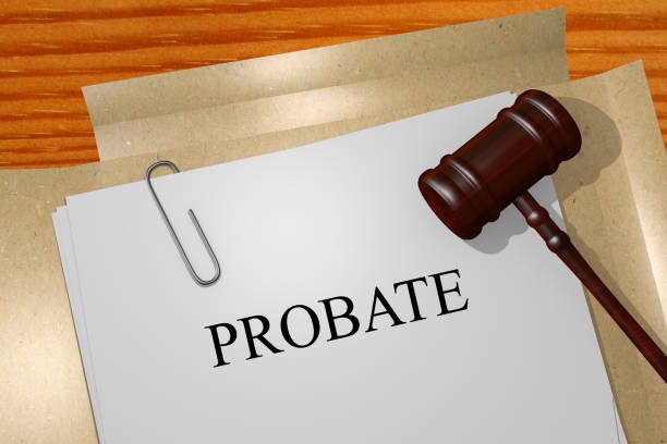 Document titled Probate with a paper clip and a gavel on a wooden desk
